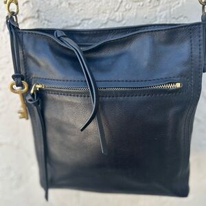 Fossil black leather crossbody Bag